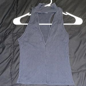 Silence and Noise Black Choker Low Cut Tank Top